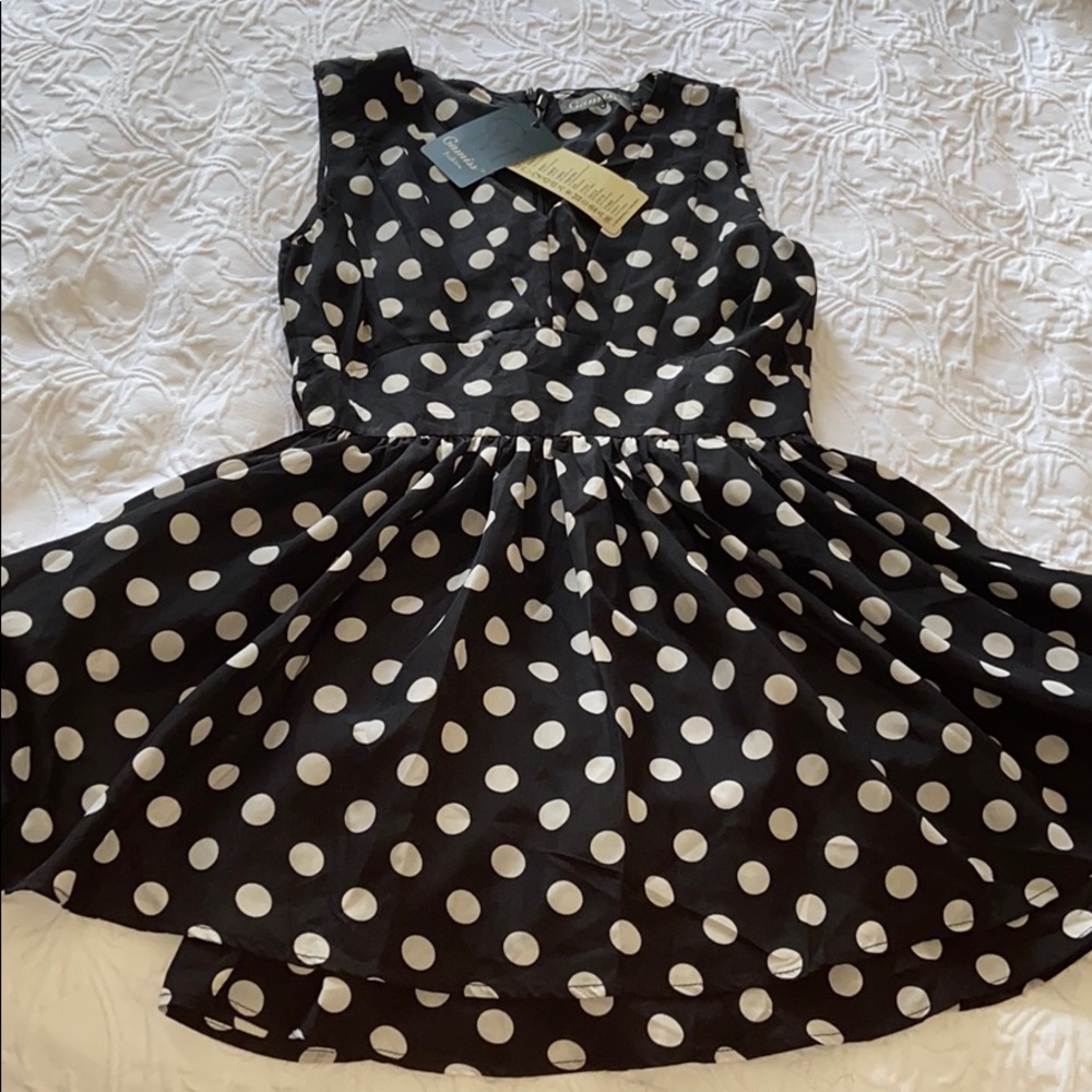 Mini Black white polkadot layered dress